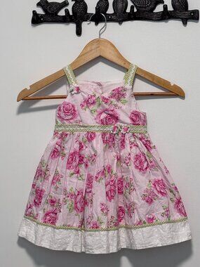 Toddler Girls White and Pink Ruffled Tiered Sundress 18M